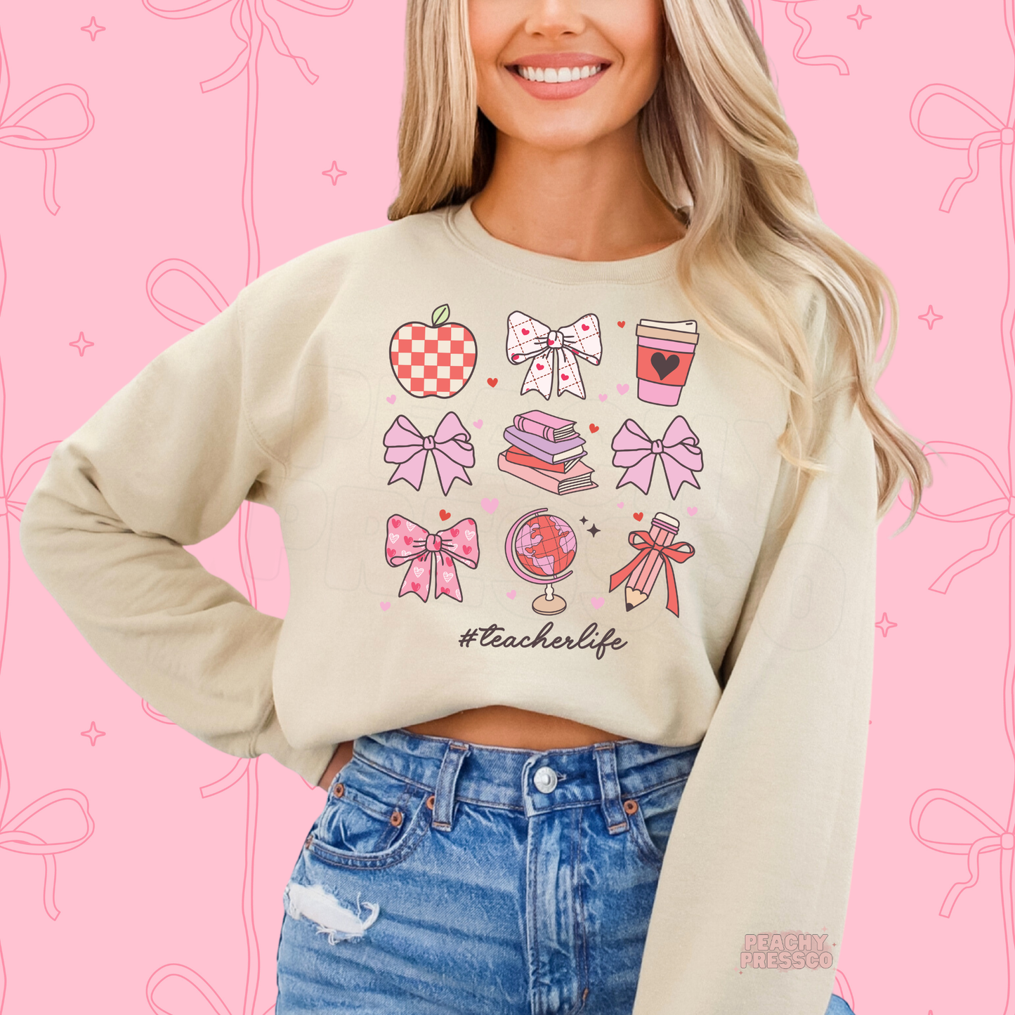 Teacher Life Sweatshirt | Cute School Icons, Valentine’s Day Apparel