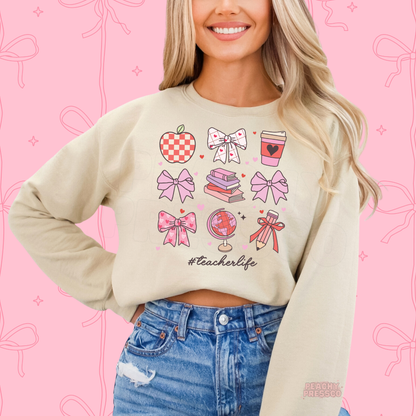 Teacher Life Sweatshirt | Cute School Icons, Valentine’s Day Apparel