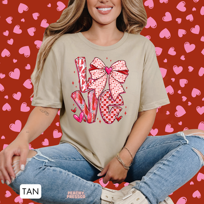 LOVE Bow Shirt – Cute Pink Heart, Valentine’s Day Apparel