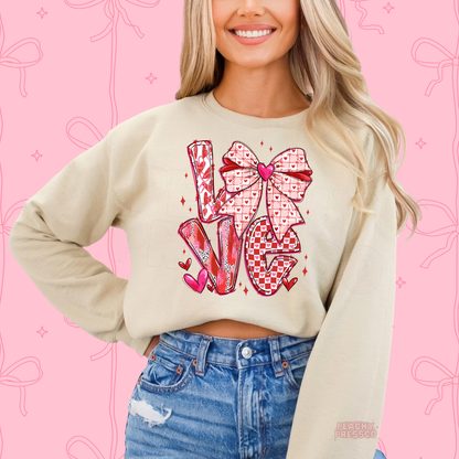 LOVE Bow Shirt – Cute Pink Heart, Valentine’s Day Apparel