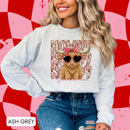 Howdy Valentine Highland Cow Shirt | Western Love Valentine’s Day Apparel