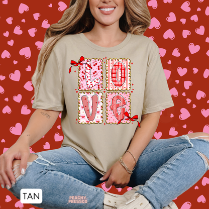 Trendy Love Block Letters Shirt | Cute Bow Heart, Valentine’s Day Apparel