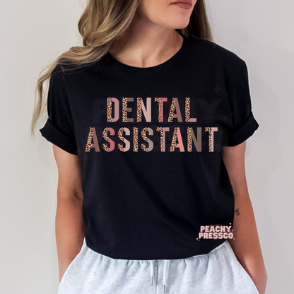 Dental Assistant Sweatshirt – Leopard Print Block Letters Apparel