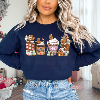 Gingerbread Cocoa Christmas Sweatshirt, Coffee Crewneck, Apparel