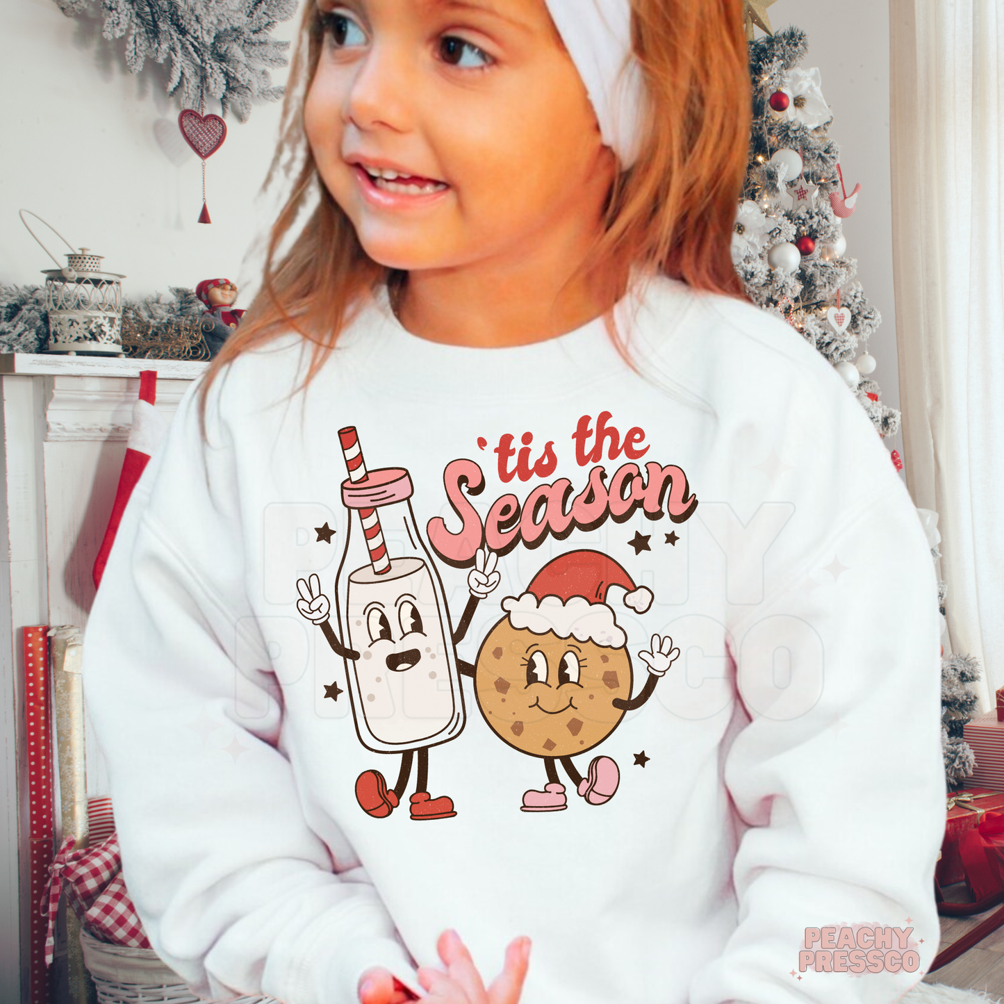 Tis The Season Milk & Cookie Christmas Sweatshirt – Cute Holiday Kid's Apparel