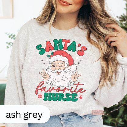 Santa’s Favorite Nurse Christmas T-Shirt – Festive Holiday Apparel for Nurses