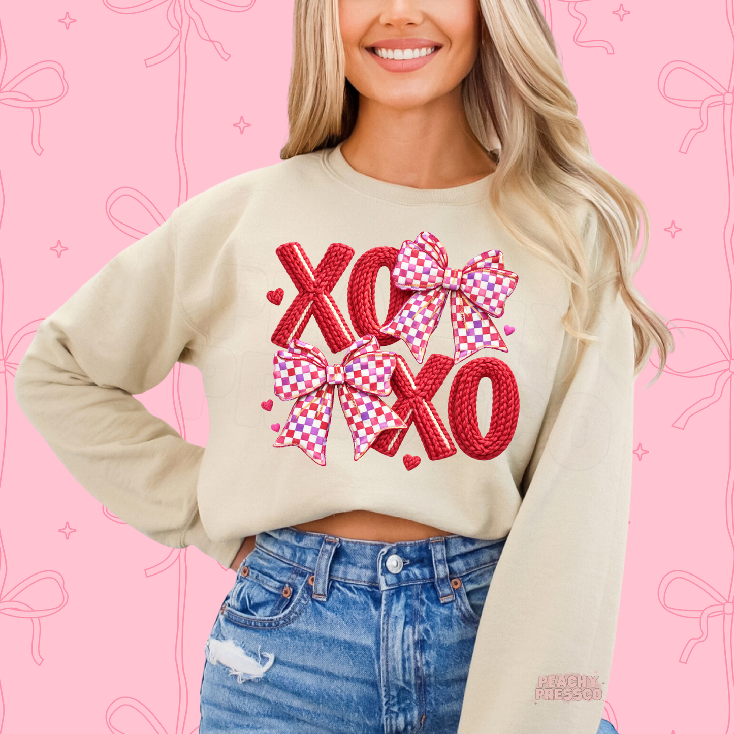XOXO Hugs and Kisses Bow Shirt | Cute Pink Valentine’s Day Apparel