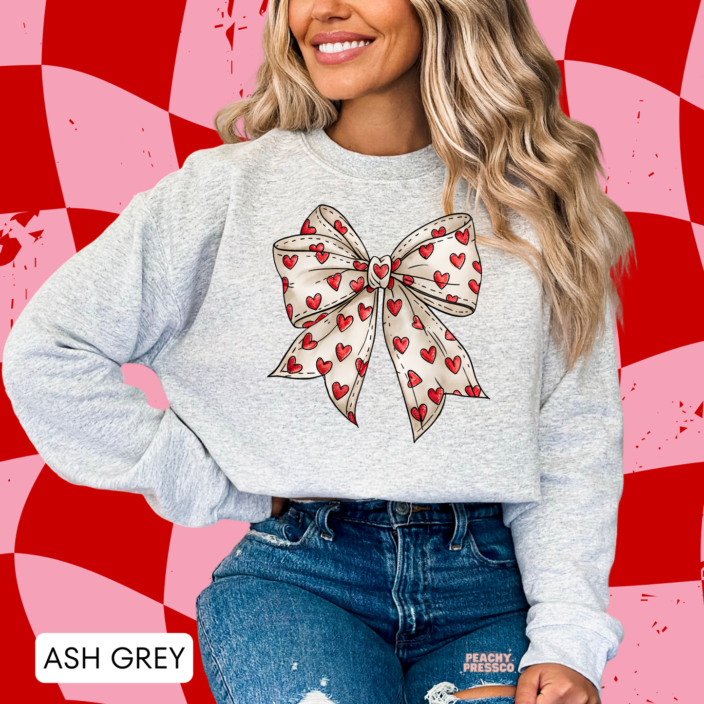 Heart Bow Sweatshirt – Cute Romantic Bow | Valentine’s Day Apparel