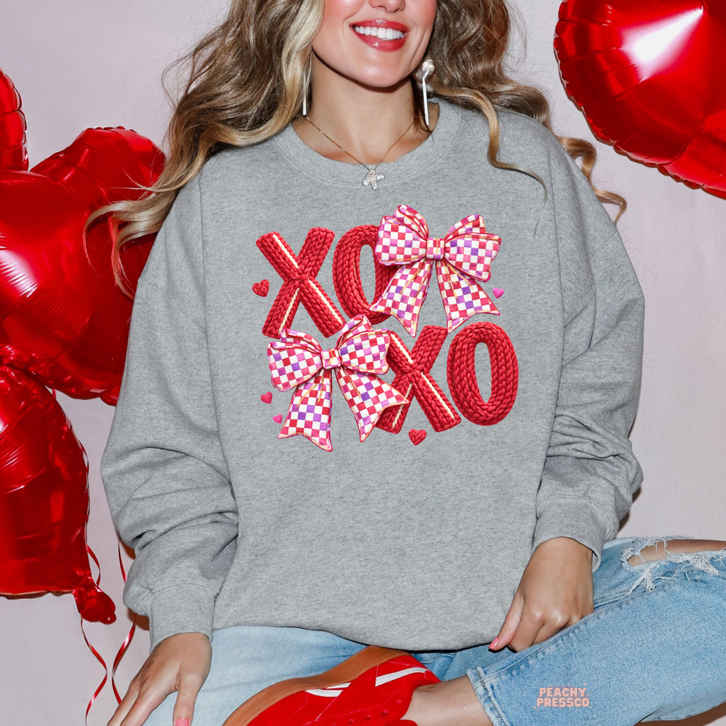 XOXO Hugs and Kisses Bow Shirt | Cute Pink Valentine’s Day Apparel