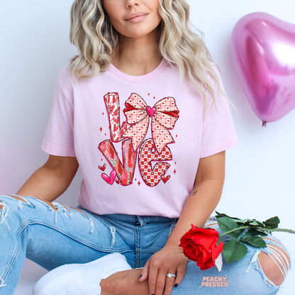 LOVE Bow Shirt – Cute Pink Heart, Valentine’s Day Apparel