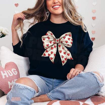 Heart Bow Sweatshirt – Cute Romantic Bow | Valentine’s Day Apparel