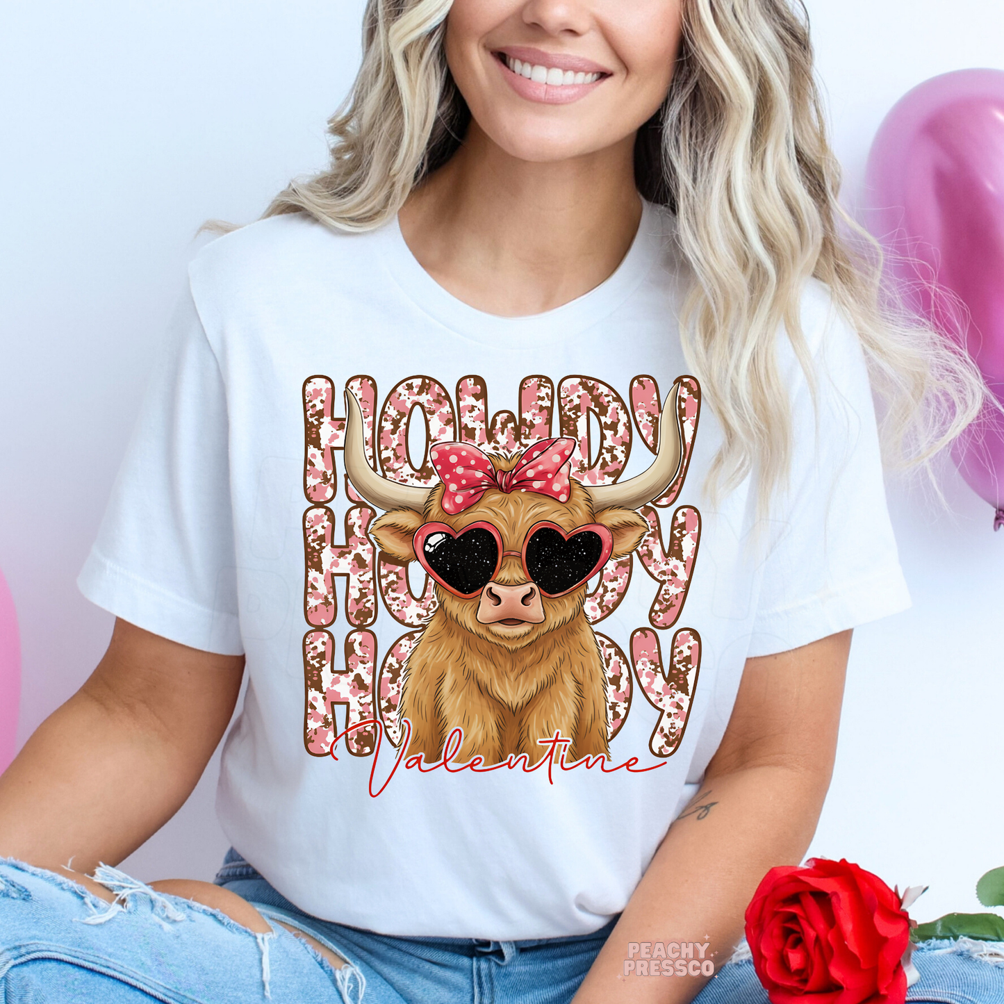Howdy Valentine Highland Cow Shirt | Western Love Valentine’s Day Apparel