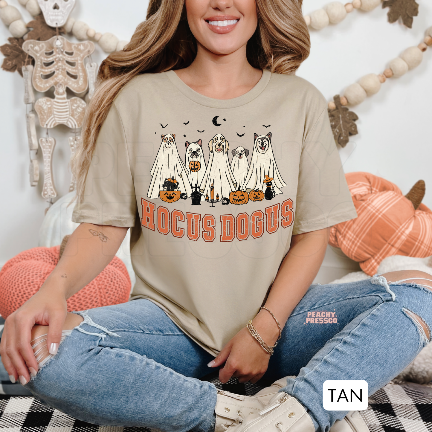 Hocus Dogus Halloween Shirt | Cute Dog Ghosts Crewneck, Apparel