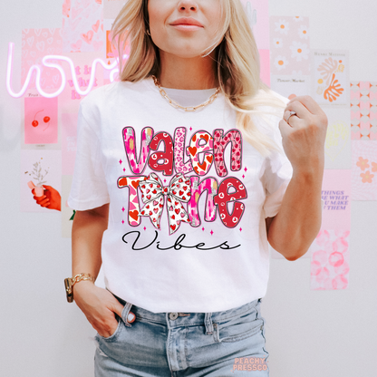 Valentine Vibes Shirt | Cute Bow Heart Valentine’s Day Apparel