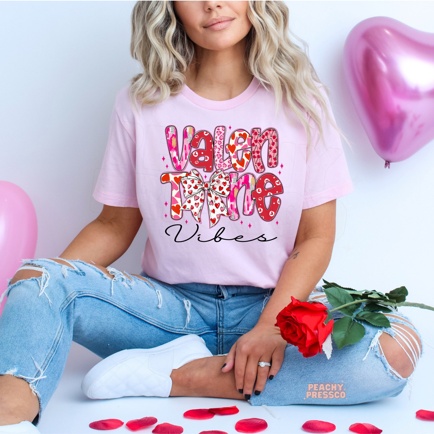 Valentine Vibes Shirt | Cute Bow Heart Valentine’s Day Apparel