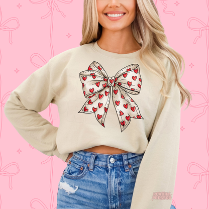 Heart Bow Sweatshirt – Cute Romantic Bow | Valentine’s Day Apparel