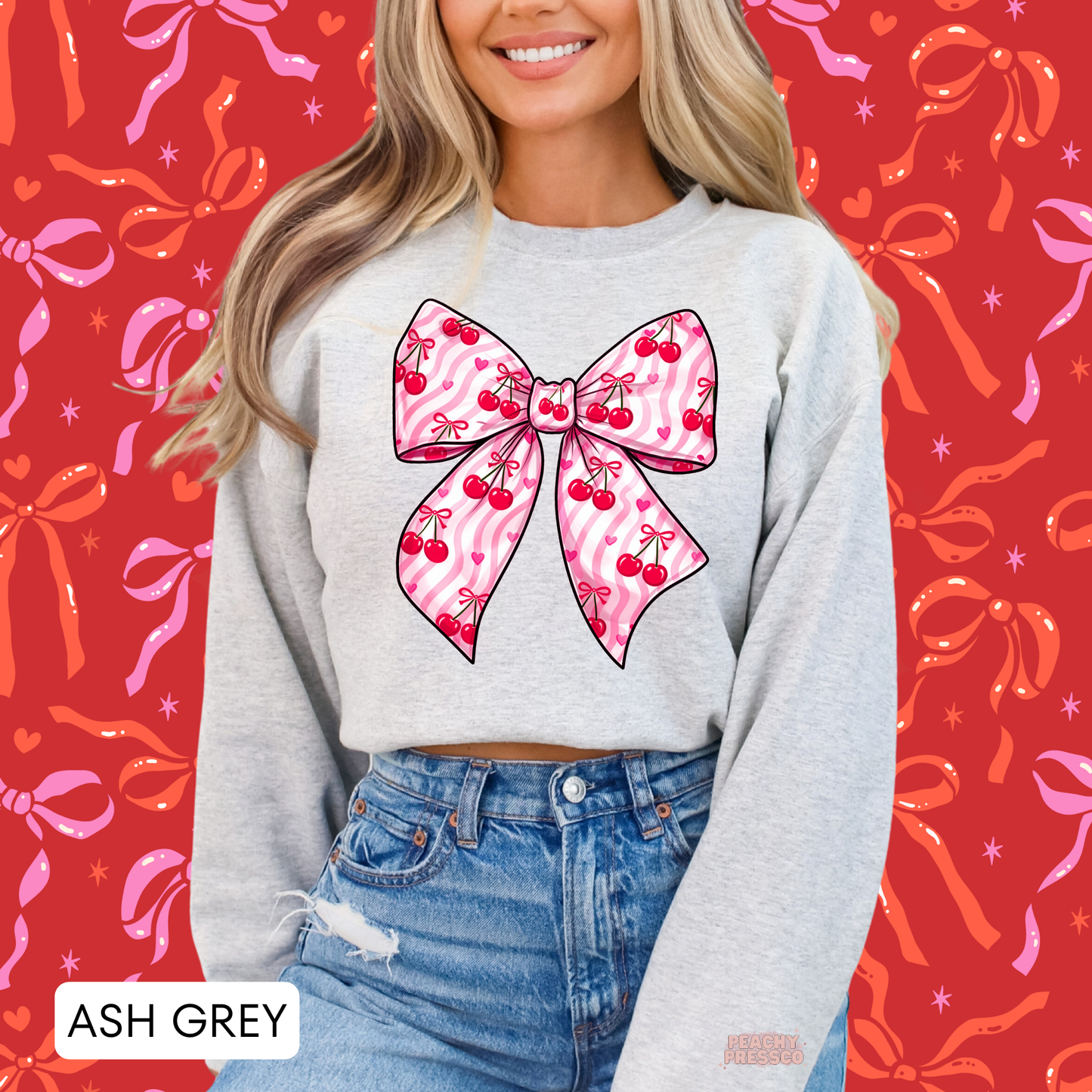 Pink Cherry Bow Shirt – Cute Coquette Valentine’s Day Apparel