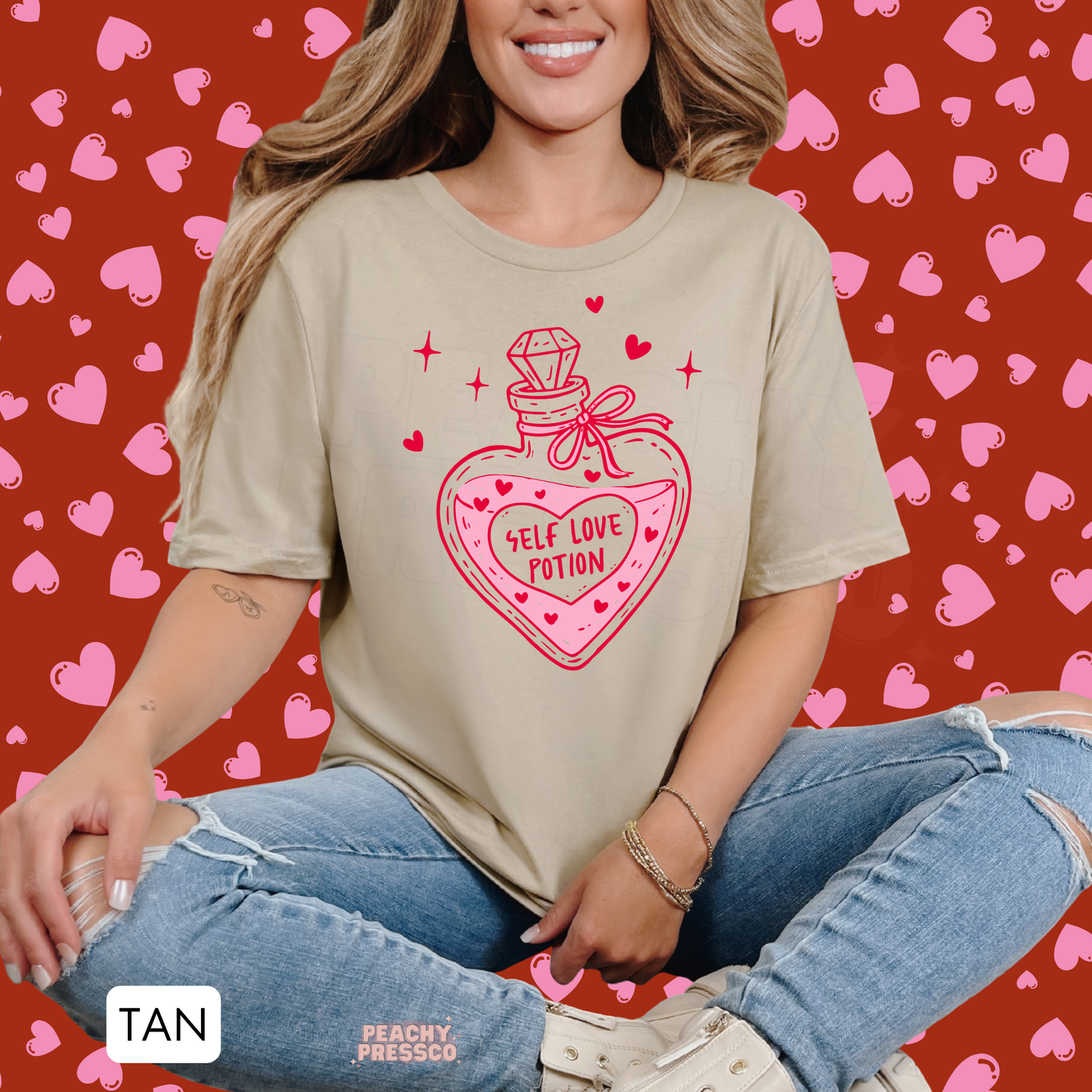 Self Love Potion Sweatshirt | Cute Heart Bottle, Valentine’s Day Apparel