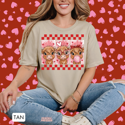 Cute Highland Cow Trio Sweatshirt | Valentine’s Day Apparel