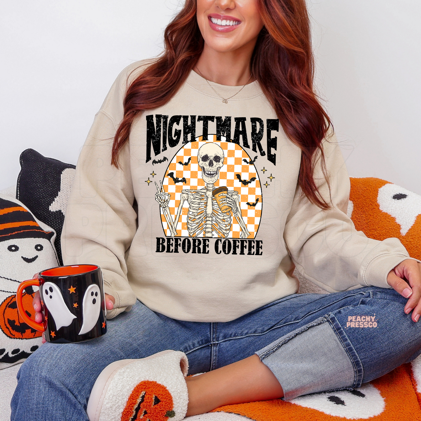 Nightmare Before Coffee Shirt | Skeletons, Bats and Caffeine Crewneck, Apparel