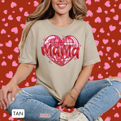 Mama Disco Heart Shirt | Cute Sparkle Mom Love, Valentine’s Day Apparel