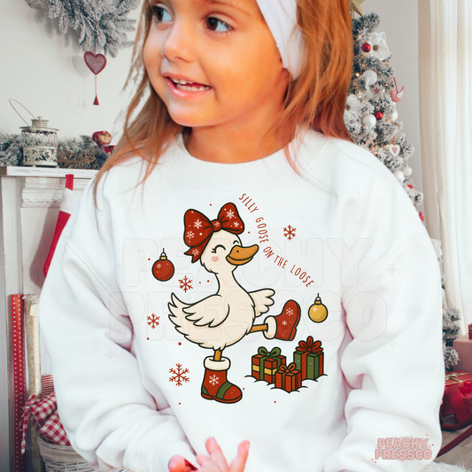 Silly Goose on the Loose Christmas Sweatshirt – Cute Holiday Kids Apparel