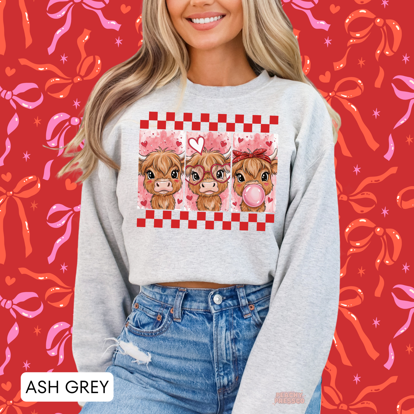 Cute Highland Cow Trio Sweatshirt | Valentine’s Day Apparel