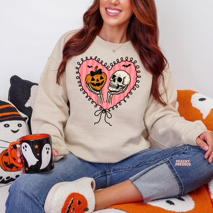 Pumpkin & Skull Heart Halloween Shirt | Cute Creepy Love Apparel