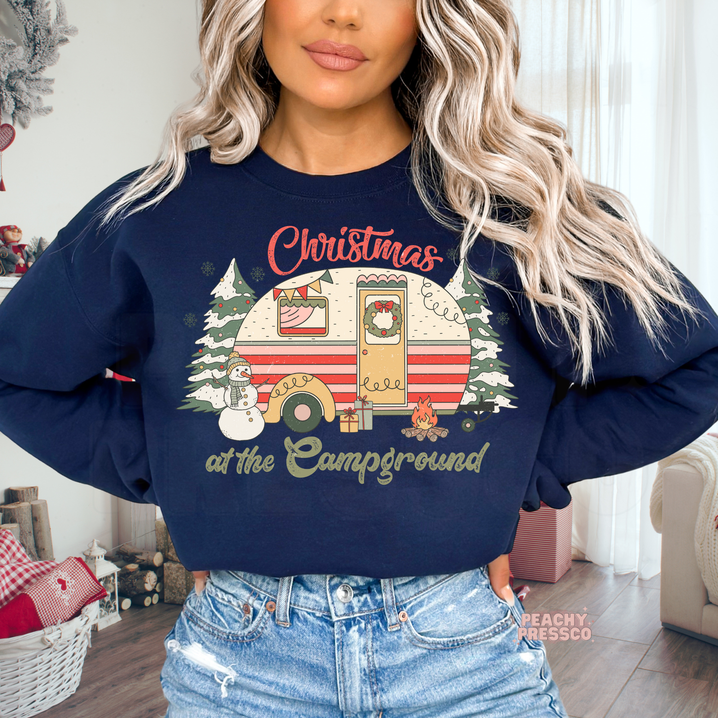 Christmas at the Campground Sweatshirt – Festive Camper Vibes, Apparel