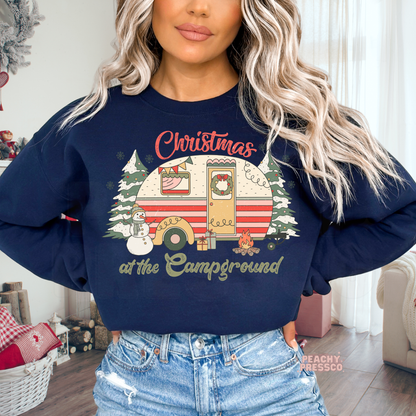 Christmas at the Campground Sweatshirt – Festive Camper Vibes, Apparel
