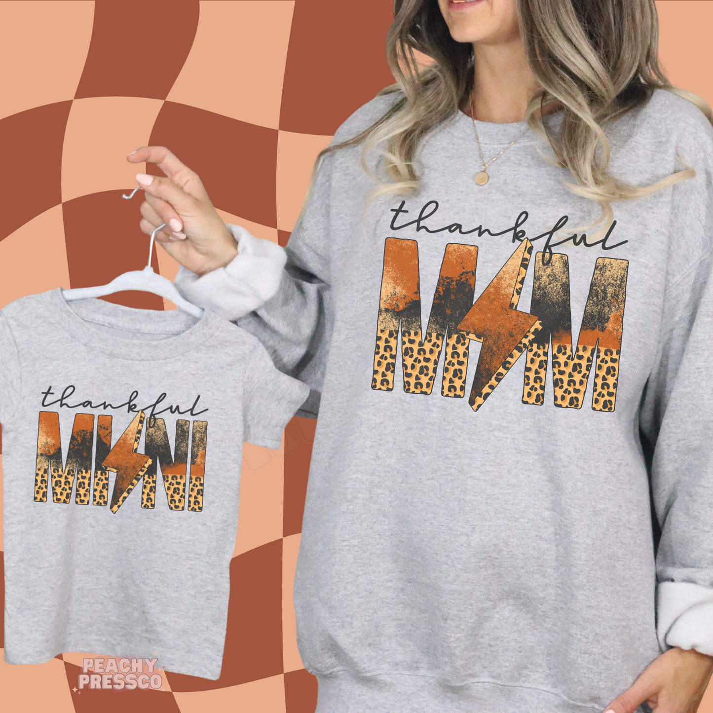 Thankful Mom & Mini Leopard Bolt, Western Matching Fall Apparel