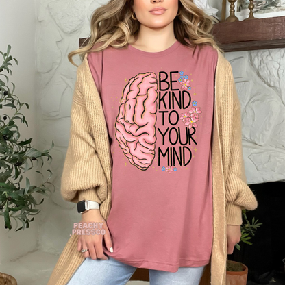 Be Kind to Your Mind Mental Health Awareness Sweatshirt – Cute Pink Brain Design, Comfort Fit