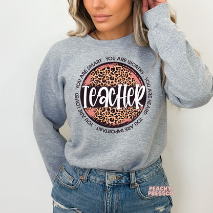 Inspirational Leopard Print Teacher Shirt – Empowering Teacher Gift Apparel