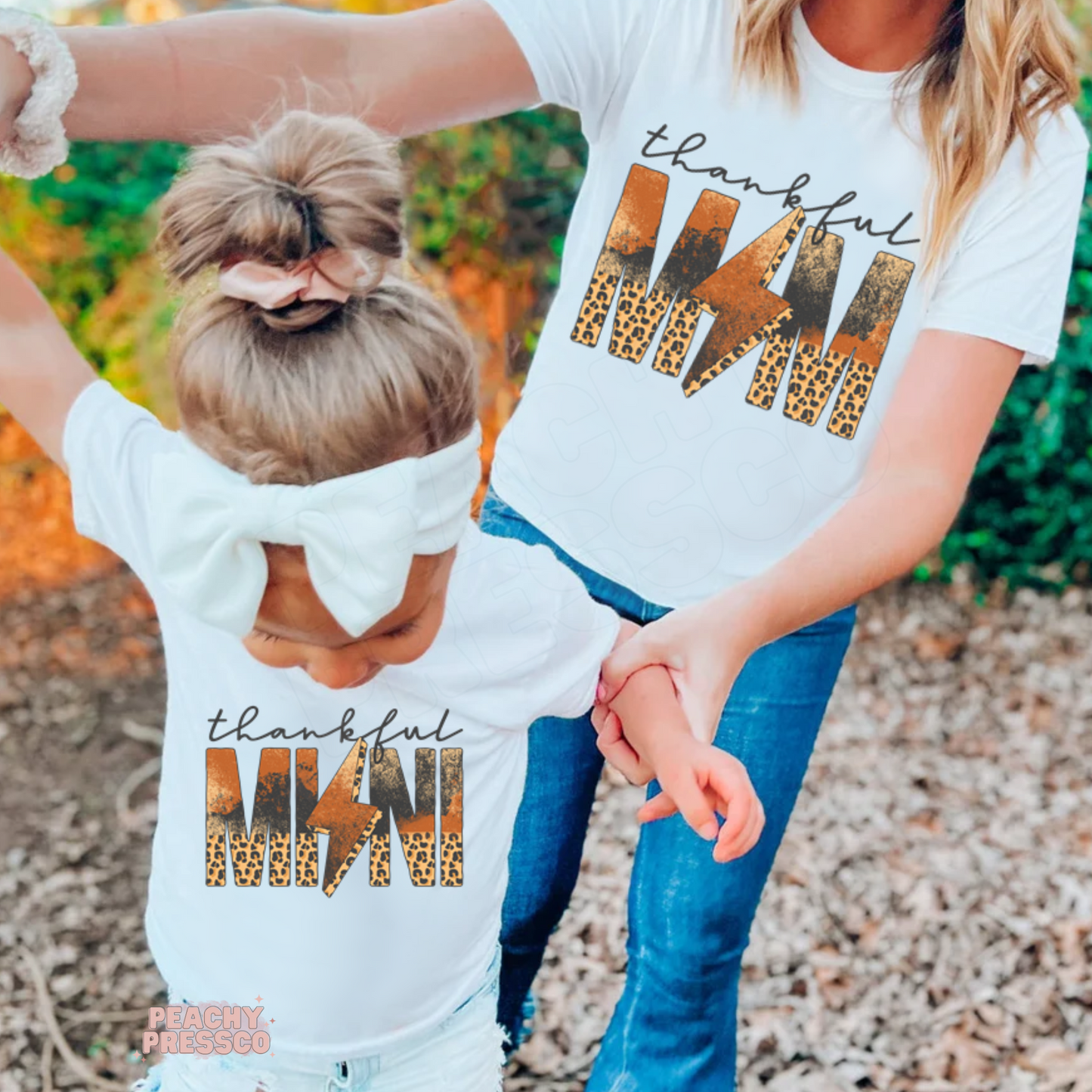 Thankful Mom & Mini Leopard Bolt, Western Matching Fall Apparel