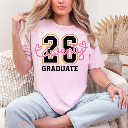 Pink Twenty 26 Graduate Class of 2026 graduation t-shirt for graduate girls