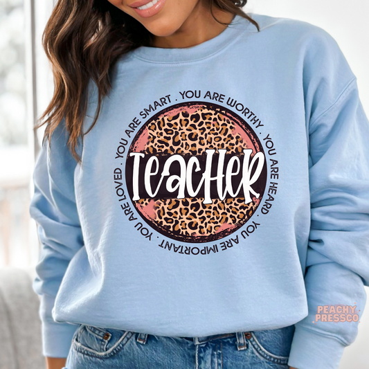 Inspirational Leopard Print Teacher Shirt – Empowering Teacher Gift Apparel