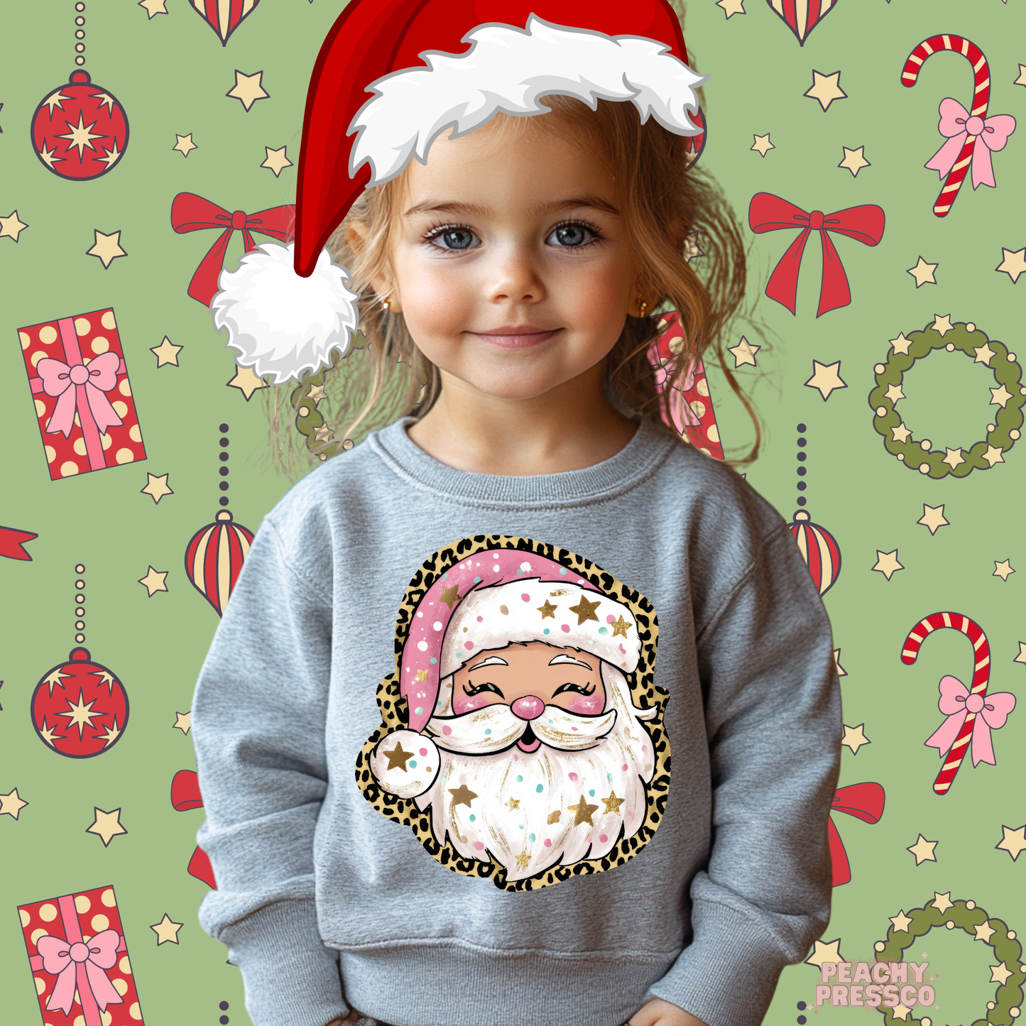 Cute Pink Santa Christmas Sweatshirt – Festive Holiday Kids Apparel