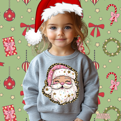Cute Pink Santa Christmas Sweatshirt – Festive Holiday Kids Apparel