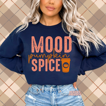 Pumpkin Spiced Mood Sweatshirt, Fall Coffee Lover, Cute Autumn Apparel