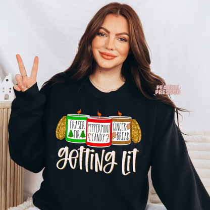 Getting Lit Christmas Candles T-Shirt – Funny Holiday Lights Apparel
