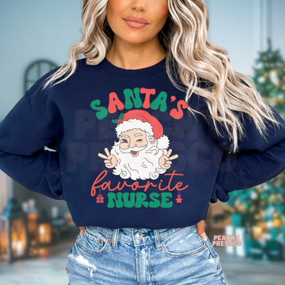 Santa’s Favorite Nurse Christmas T-Shirt – Festive Holiday Apparel for Nurses