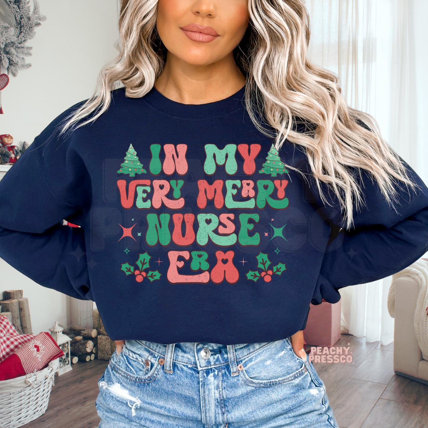 Very Merry Nurse Era Christmas Sweatshirt – Festive Holiday Gift for Nurses