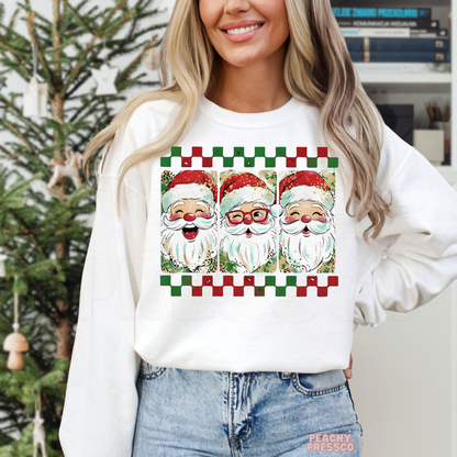 Jolly Trio Santa Christmas Sweatshirt, Holiday Apparel