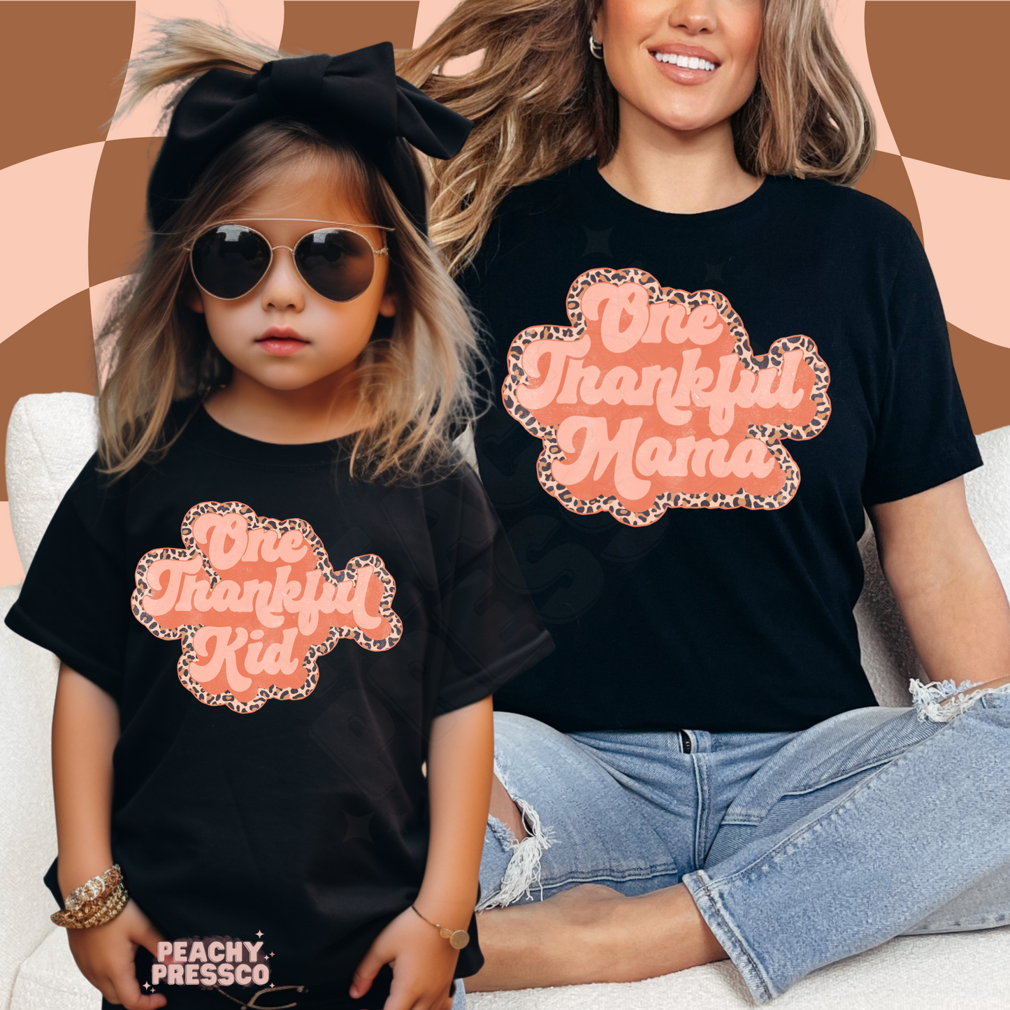 One Thankful Mama & Kid, Leopard Matching Fall Apparel