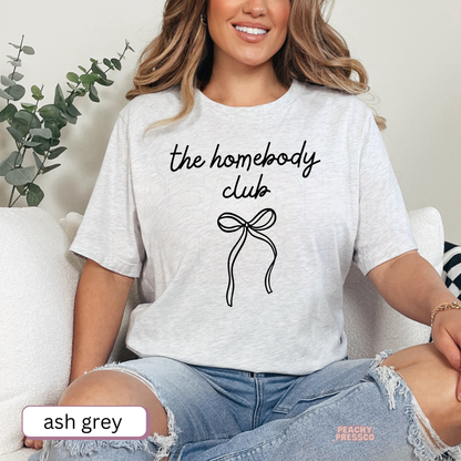 Homebody Club Sweatshirt | Cute Minimalist Bow, Cozy Crewneck Apparel