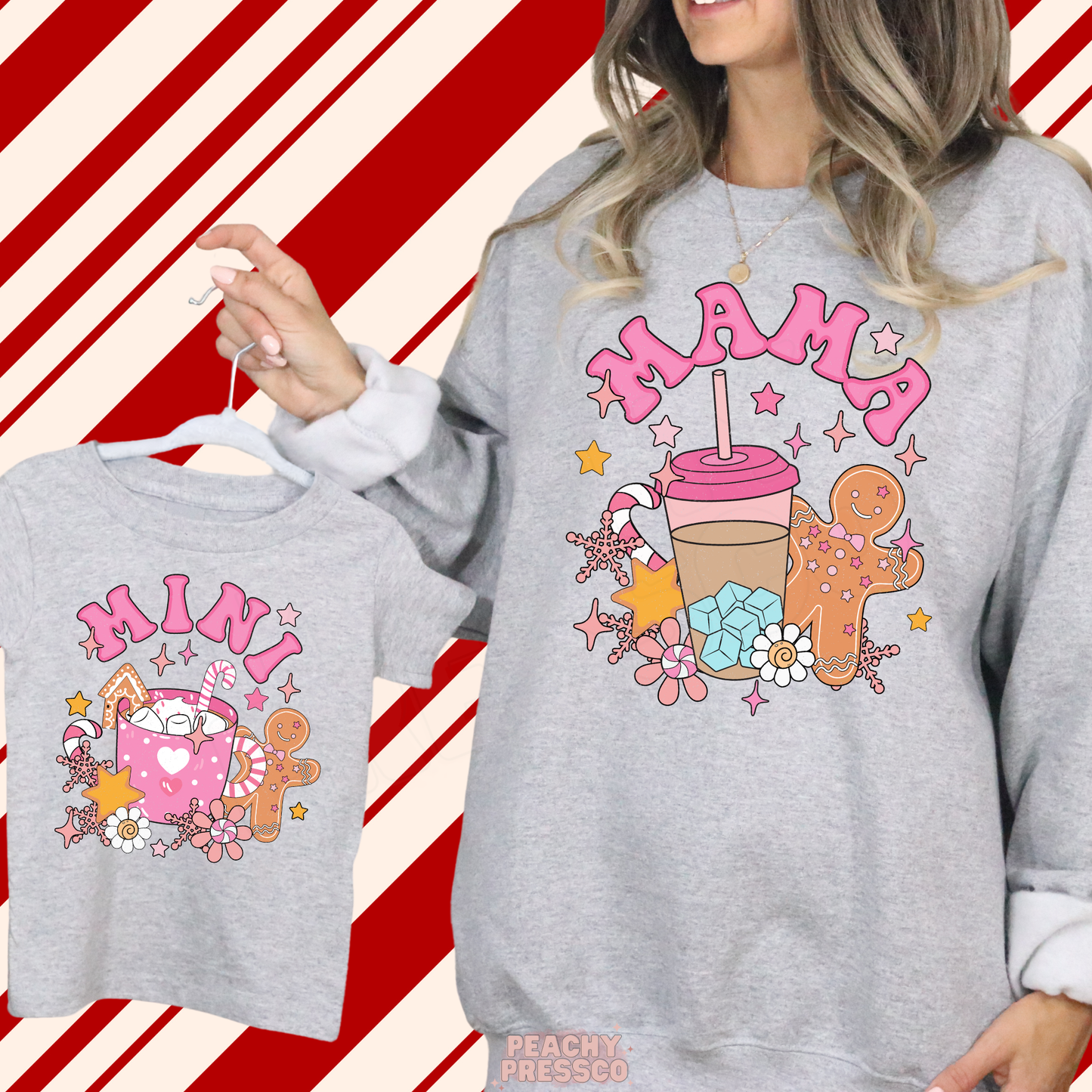 Mama & Mini Gingerbread Christmas Sweatshirts | Matching Holiday Mom and Daughter, Apparel