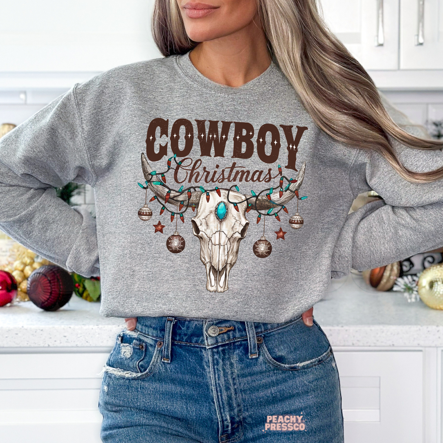 Cow Boy Christmas Sweatshirt – Western Holiday Apparel