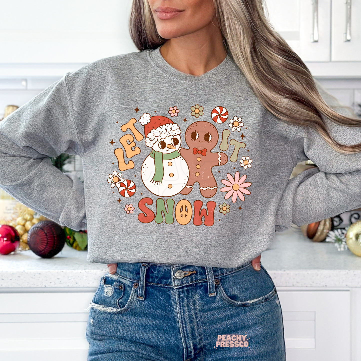 Let It Snow Gingerbread & Snowman Shirt – Fun Holiday Christmas Apparel