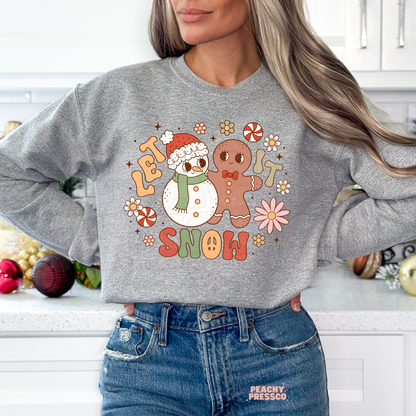 Let It Snow Gingerbread & Snowman Shirt – Fun Holiday Christmas Apparel