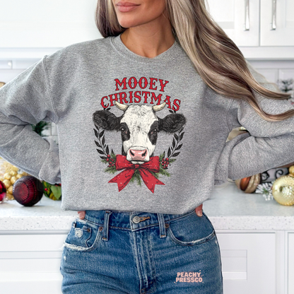 Mooey Christmas Cow Sweatshirt – Cute Farm Holiday Apparel